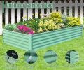 8x4x1.5 ft Galvanized Raised Garden Bed, Outdoor Planter Garden Boxes Large Metal Planter Box for Gardening Vegetables Fruits Flowers, Green