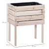 Outsunny 4PCS Raised Garden Bed, Wooden Elevated Planter Box Kit with Bed Liner, DIY Shape, for Flowers Vegetables