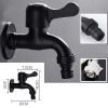 Black Washing Machine Faucet Wall Mounted Basin Tap Stainless Steel Single Cold Water Tap G1/2"