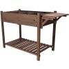 8 Pockets Horticulture Raised Garden Bed Elevated Wood Planter Box Stand with Foldable Side Table and Storage Shelf for Herb/Vegetables/Flowers