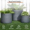 Set of 3 Outdoor Planter Set, 13/11.5/9in, MgO Flower Pots with Drainage Holes, Outdoor Ready & Stackable Plant Pot for Indoor, Entryway, Patio, Yard