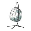 Egg Chair with Stand Indoor Outdoor Swing Chair Patio Wicker Hanging Egg Chair Hanging Basket Chair with Stand for Bedroom Living Room Balcony