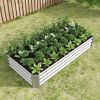 Raised Garden Bed Outdoor, 6√ó3√ó1ft , Metal Raised Rectangle Planter Beds for Plants, Vegetables, and Flowers - Silver