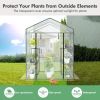 Walk-in Greenhouse with 4 Tiers 8 Shelves PVC Cover Roll-up Zippered Door