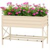 Outsunny Raised Garden Bed with Galvanized Steel Frame, Storage Shelf and Bed Liner, Elevated Planter Box with Legs for Vegetables, Flowers, Herbs