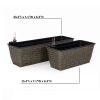 2-Pack Self-watering Planter - Hand Woven Wicker - Rectangular - Dark Gray