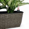 2-Pack Self-watering Planter - Hand Woven Wicker - Rectangular - Dark Gray