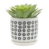 S/2 5/6" AZTEC PLANTER W/ SAUCER, BLACK