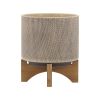 S/2 5/8" MESH PLANTER W/ STAND, TAN