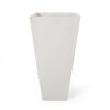 13" Outdoor Modern MGO Small Cast Stone Planter, White