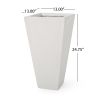 13" Outdoor Modern MGO Small Cast Stone Planter, White