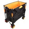 Big large capacity Folding cart Extra Long Extender Wagon Cart Folding Wagon Garden Shopping Beach Cart (black +orange)