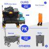 Big large capacity Folding cart Extra Long Extender Wagon Cart Folding Wagon Garden Shopping Beach Cart (black +orange)