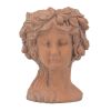 8x9x11.5" Brown Head Bust Planter, Greek Style Cement Head Planter - Indoor Outdoor Home Garden Decor