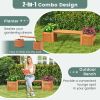 Wood Planter Box with Bench for Garden Yard Balcony