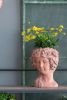 8x9x11.5" Brown Head Bust Planter, Greek Style Cement Head Planter - Indoor Outdoor Home Garden Decor