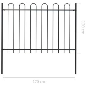 vidaXL Garden Fence with Hoop Top Steel 5.6' Black