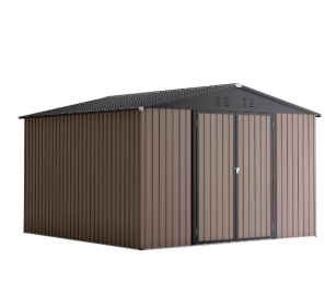 Steel Garden Shed With Double Lockable Door (Color: Brown)