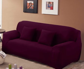 Solid Corner Sofa Covers Couch Slipcovers Elastica Material Sofa Skin Protector Cover Sofa Armchair (Option: Grape-Three seat)