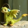 1pc Miniature Fairy Garden Figurines, Cute Resin Dragon Statue, Mini Dragon Reading Figurine, Mini Pink Dragon And Baby Statue, Fairy Garden Decor