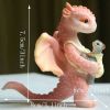 1pc Miniature Fairy Garden Figurines, Cute Resin Dragon Statue, Mini Dragon Reading Figurine, Mini Pink Dragon And Baby Statue, Fairy Garden Decor