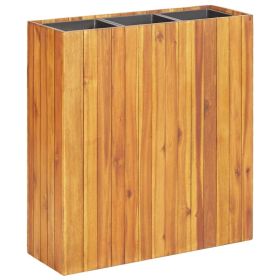 Garden Raised Bed with 3 Pots Solid Acacia Wood (Color: Brown)