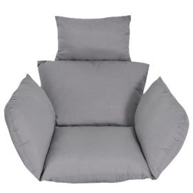 Egg Chair Cushion Hanging Basket Seat Cushion Thicken Soft Egg Swing Chair Pad Hanging Egg Chair Cushion with Headrest (Color: grey)