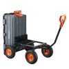 VEVOR Dump Cart, Poly Garden Dump Cart with Easy to Assemble Steel Frame, Dump Wagon with 2-in-1 Convertible Handle