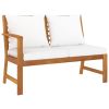 4 Piece Patio Lounge Set with Cushion Cream Solid Acacia Wood