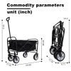 Collapsible Foldable Wagon Cart Beach Wagon Heavy Duty Utility Cart Utility Wagon Grocery Cart for for Camping Shopping Sports Gardeing Fishing Suppor