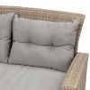 Patio Furniture Set, 4 Piece Outdoor Conversation Set All Weather Wicker Sectional Sofa with Ottoman and Cushions