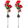 2Pcs Solar Powered Lights Outdoor Rose Flower LED Decorative Lamp Water Resistant Pathway Stake Lights