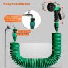 EVA Recoil Garden Hose Flexible Self-coiling Water Hose with 3/4' and 1/2' Adapter with 7 Spraying Modes for Boat Greenhouse Yard Patio