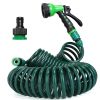 EVA Recoil Garden Hose Flexible Self-coiling Water Hose with 3/4' and 1/2' Adapter with 7 Spraying Modes for Boat Greenhouse Yard Patio