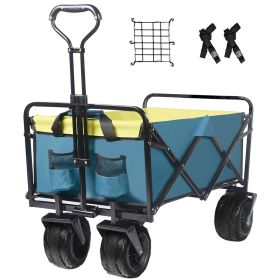 Collapsible Wagon Cart Heavy Duty Foldable Beach Wagon with Big Wheels for Sand All-Terrain Utility Beach Cart for Sand, Outdoor Sports (Color: as Pic)