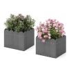 2 Pack Square Planter Box with Drainage Gaps for for Front Porch Garden Balcony