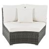 Outdoor Patio Furniture Luxury Circular Outdoor Sofa Set Rattan Wicker Sectional Sofa Lounge Set with Tempered Glass Coffee Table, 6 Pillows