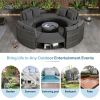 Outdoor Patio Furniture Luxury Circular Outdoor Sofa Set Rattan Wicker Sectional Sofa Lounge Set with Tempered Glass Coffee Table, 6 Pillows